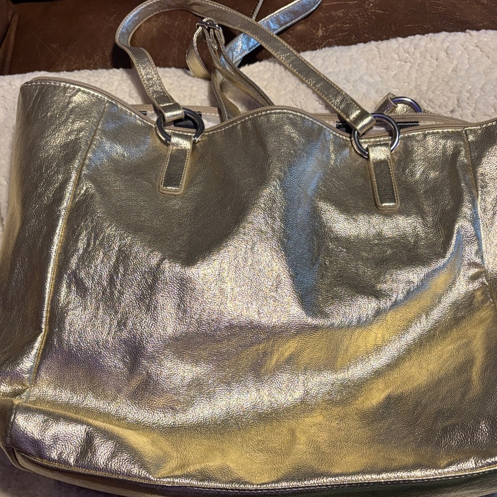 Charming Charlie Metallic Gold Tote